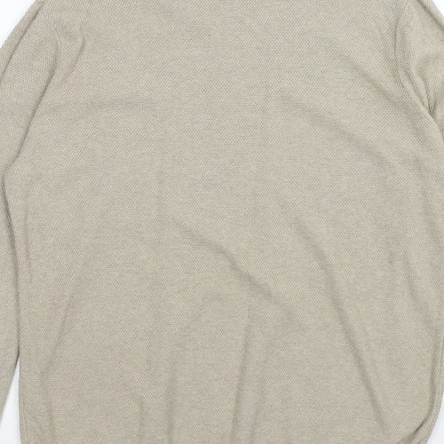 Red Herring Mens Beige Round Neck Cotton Pullover Jumper Size L Long Sleeve