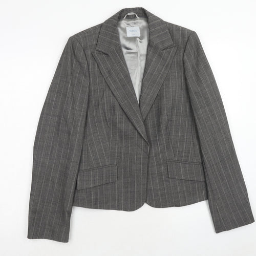 Oasis Womens Grey Striped Polyester Jacket Blazer Size 14