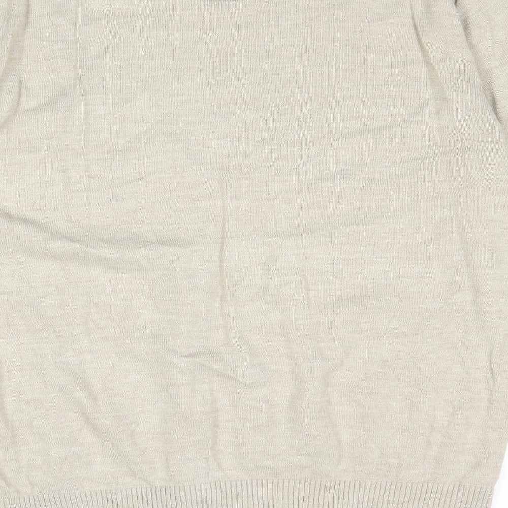 George Mens Beige Round Neck Acrylic Pullover Jumper Size L Long Sleeve