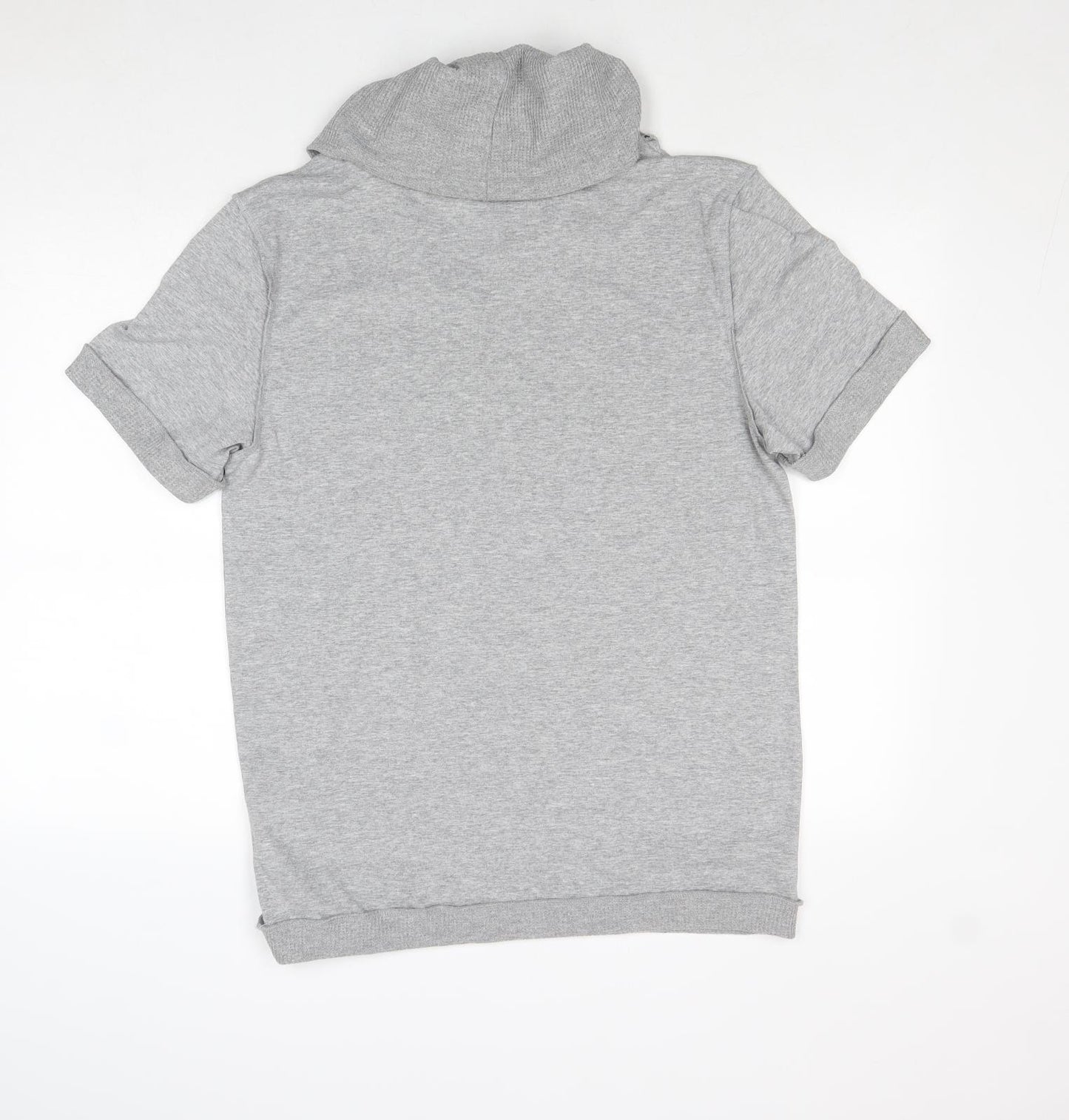 New Look Mens Grey Polyester T-Shirt Size L Roll Neck