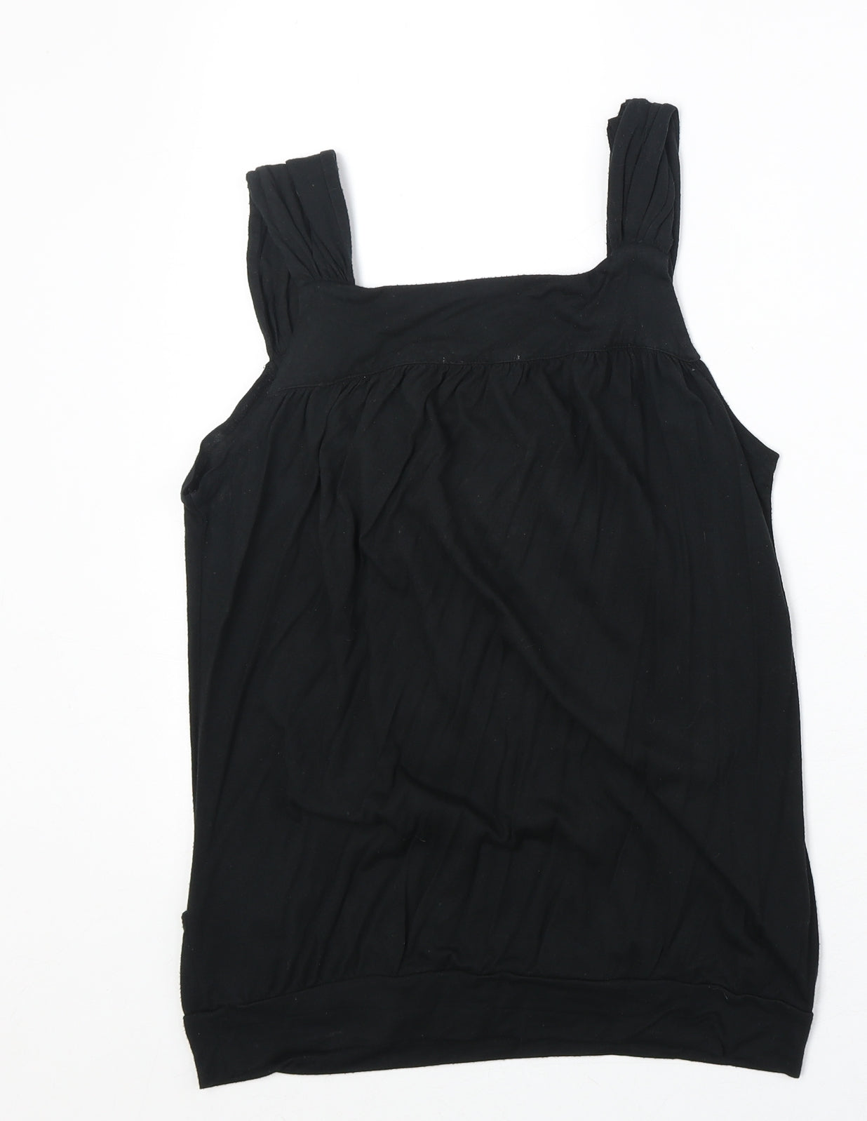 John Rocha Womens Black Polyester Basic Tank Size 12 Scoop Neck - Wrap Style