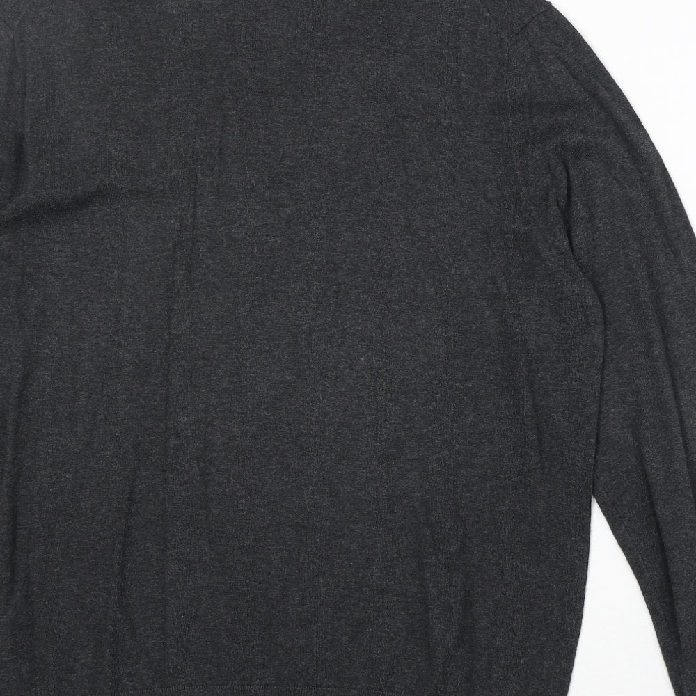 Burton Mens Grey V-Neck Cotton Pullover Jumper Size L Long Sleeve