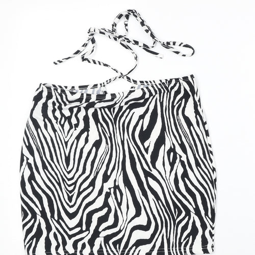 SheIn Womens White Animal Print Polyester Bandage Skirt Size M Tie - Zebra Pattern