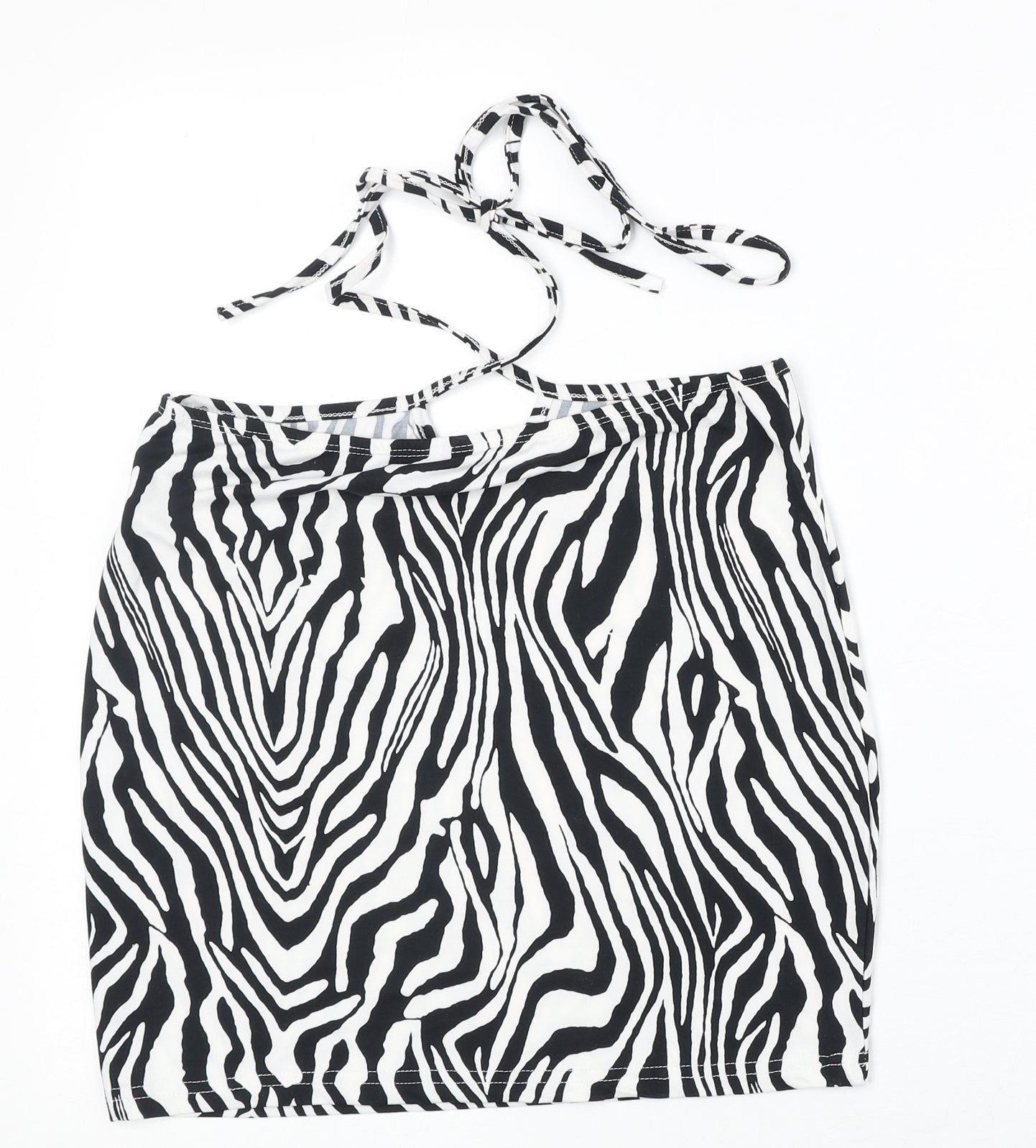 SheIn Womens White Animal Print Polyester Bandage Skirt Size M Tie - Zebra Pattern