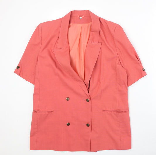 Preworn Womens Pink Polyester Jacket Blazer Size 14