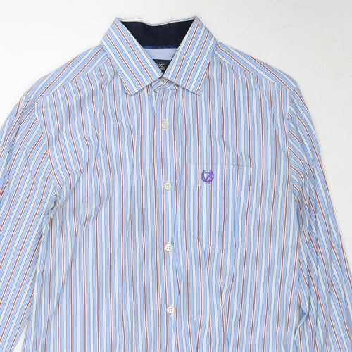 NEXT Mens Blue Striped Cotton Button-Up Size S Collared Button