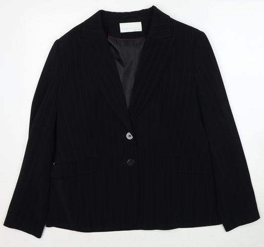 AMARANTO Womens Black Polyester Jacket Blazer Size 16