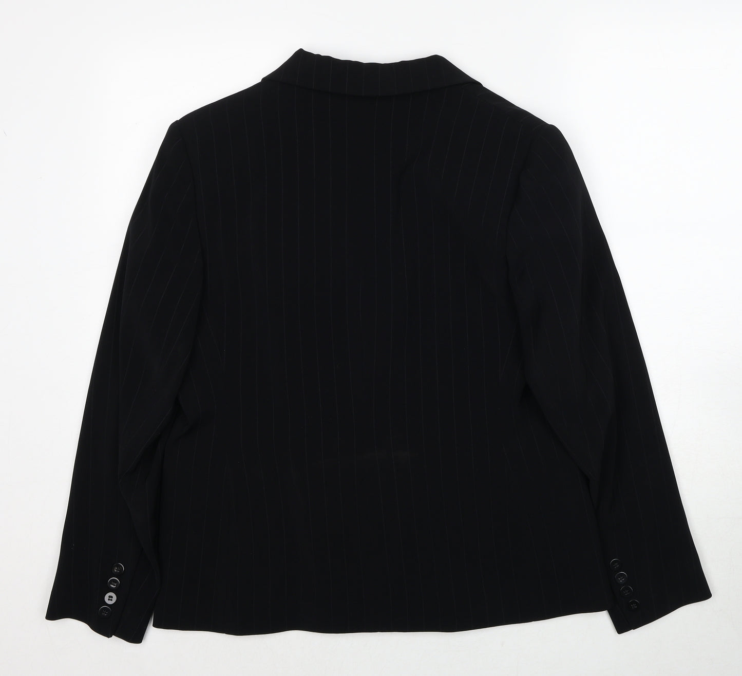 AMARANTO Womens Black Polyester Jacket Blazer Size 16