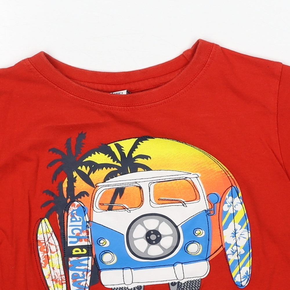 Store Twenty One Boys Red Cotton Basic T-Shirt Size 4-5 Years Round Neck Pullover - Surfs Up