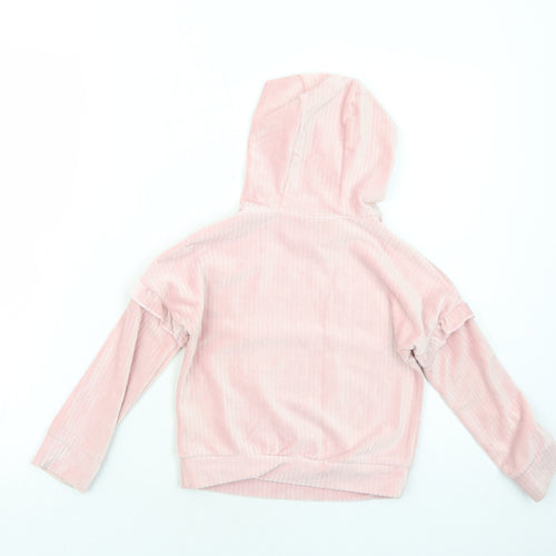 Matalan Girls Pink Polyester Pullover Hoodie Size 6 Years Pullover