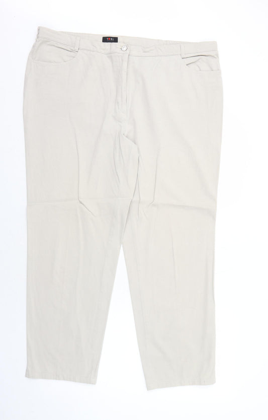 TONI Mens Beige Cotton Trousers Size 42 in Regular Zip