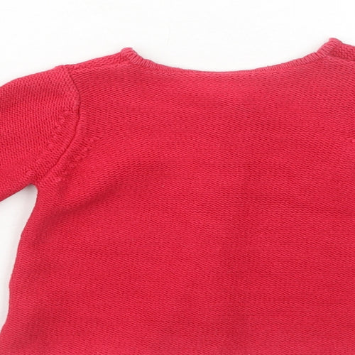 Mothercare Girls Red Cotton Cardigan Jumper Size 12-18 Months Button