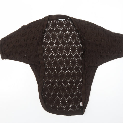 New Look Girls Brown V-Neck Acrylic Cardigan Jumper Size 8-9 Years