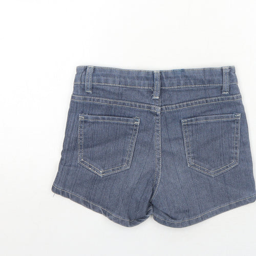 Aeropilote Girls Blue Cotton Hot Pants Shorts Size 12 Years Regular Zip - Flower Detail
