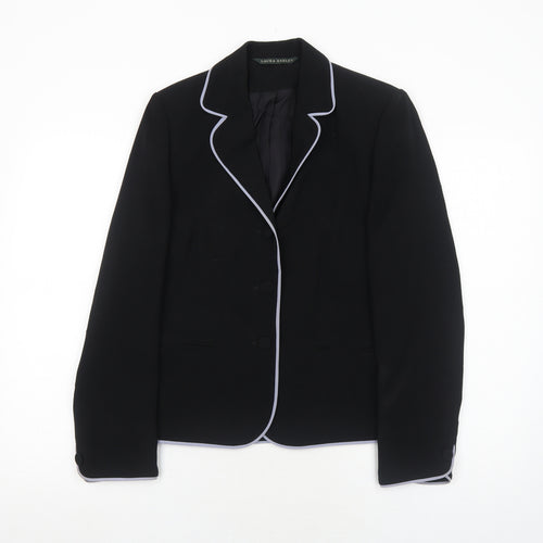 Laura Ashley Womens Black Polyester Jacket Blazer Size 10