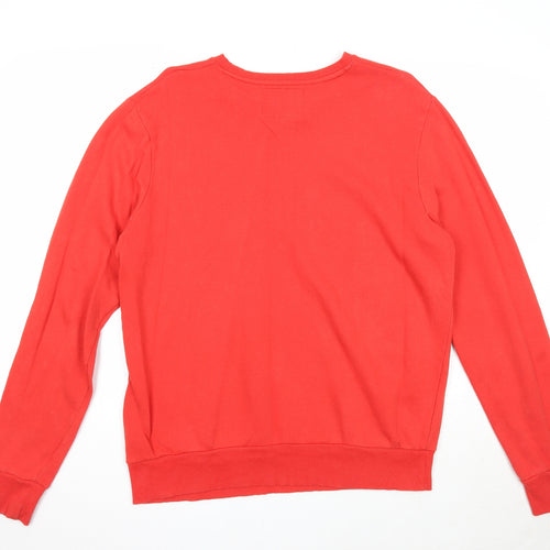 Preworn Mens Red Fair Isle Cotton Pullover Sweatshirt Size L - Merry Christmas