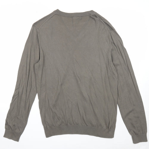 Gap Mens Green V-Neck Cotton Pullover Jumper Size L Long Sleeve