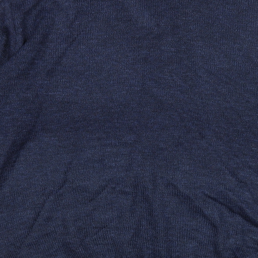BHS Mens Blue V-Neck Acrylic Pullover Jumper Size S Long Sleeve