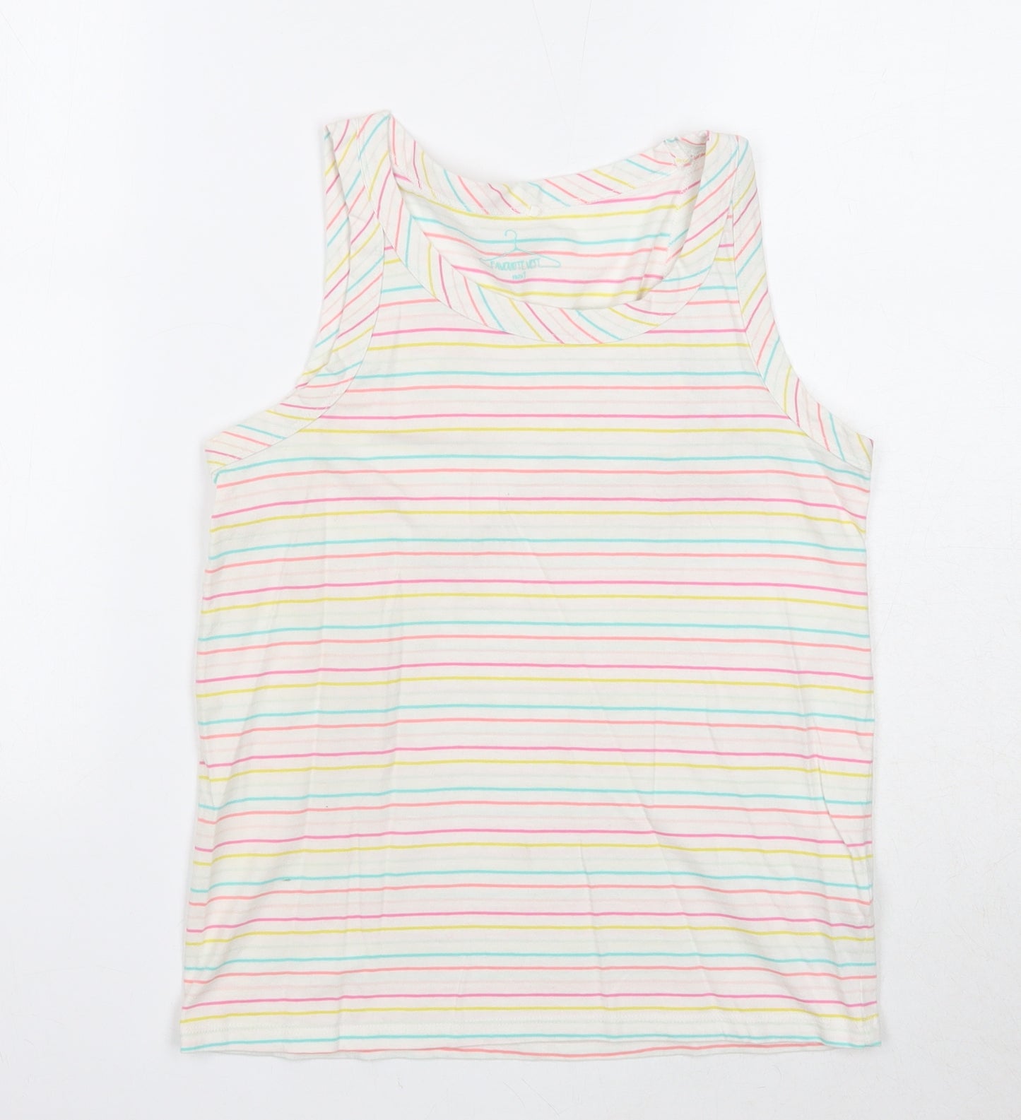 NEXT Girls Multicoloured Striped Cotton Basic Tank Size 12 Years Round Neck Pullover
