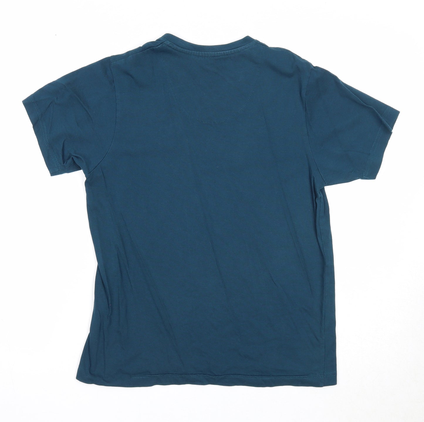 Ikon Mens Blue Cotton T-Shirt Size S V-Neck