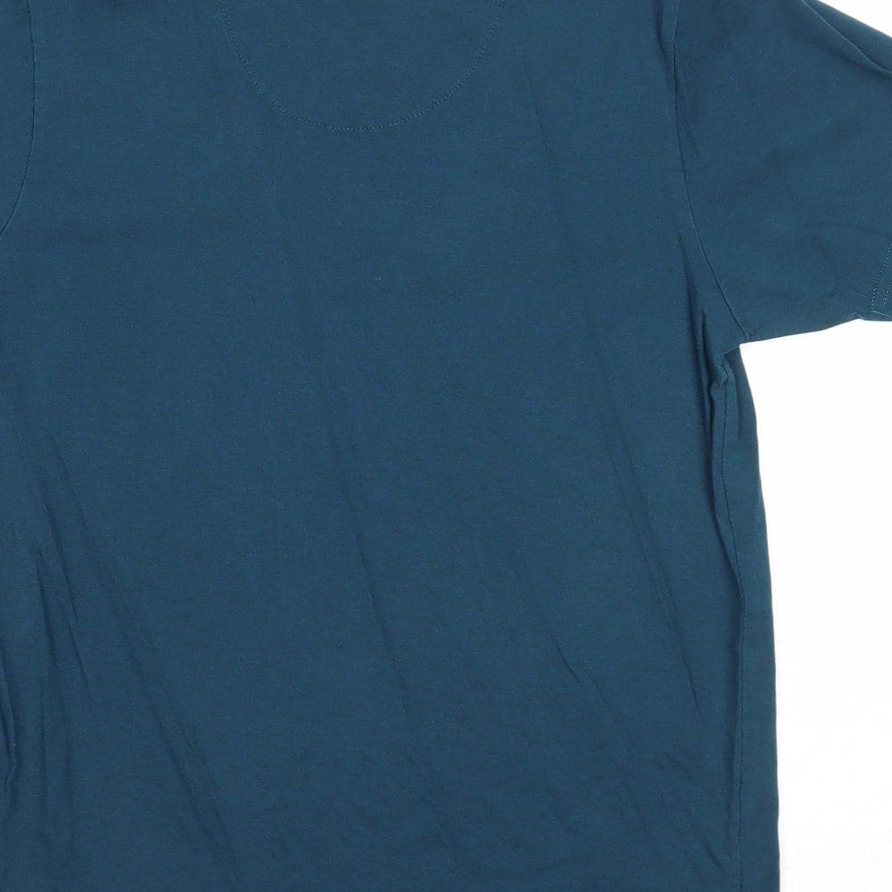 Ikon Mens Blue Cotton T-Shirt Size S V-Neck