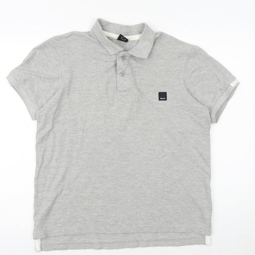 Bench Mens Grey Cashmere Blend Polo Size L Collared Button