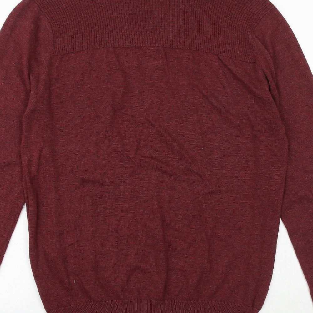 McKenzie Mens Red Round Neck Cotton Pullover Jumper Size L Long Sleeve
