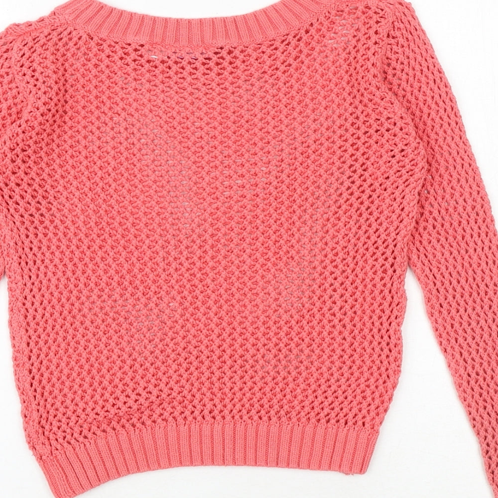 PEPPERTS Girls Pink Round Neck Polyester Pullover Jumper Size 9-10 Years Pullover