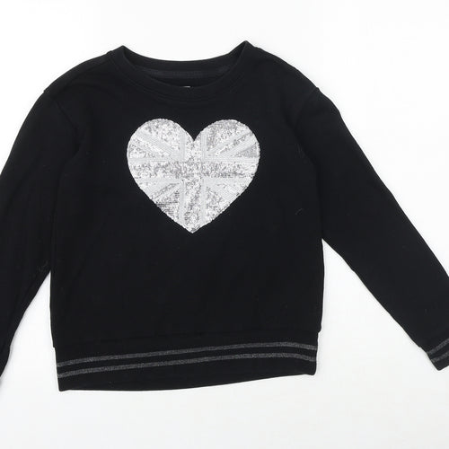 Gap Girls Black Cotton Pullover Sweatshirt Size 10 Years Pullover - Heart