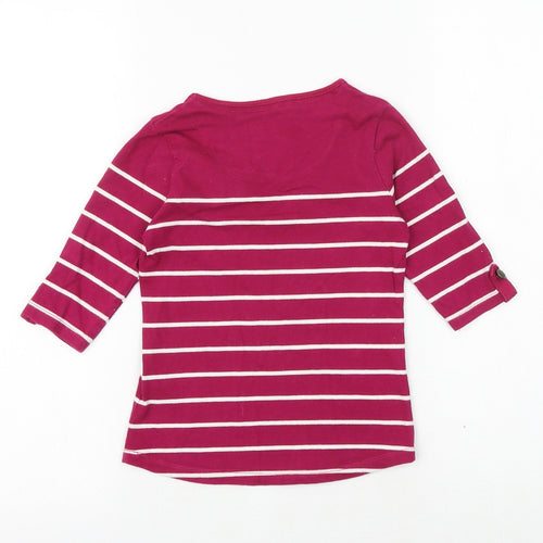 J Jeans Girls Pink Striped 100% Cotton Basic T-Shirt Size 6-7 Years Round Neck Pullover