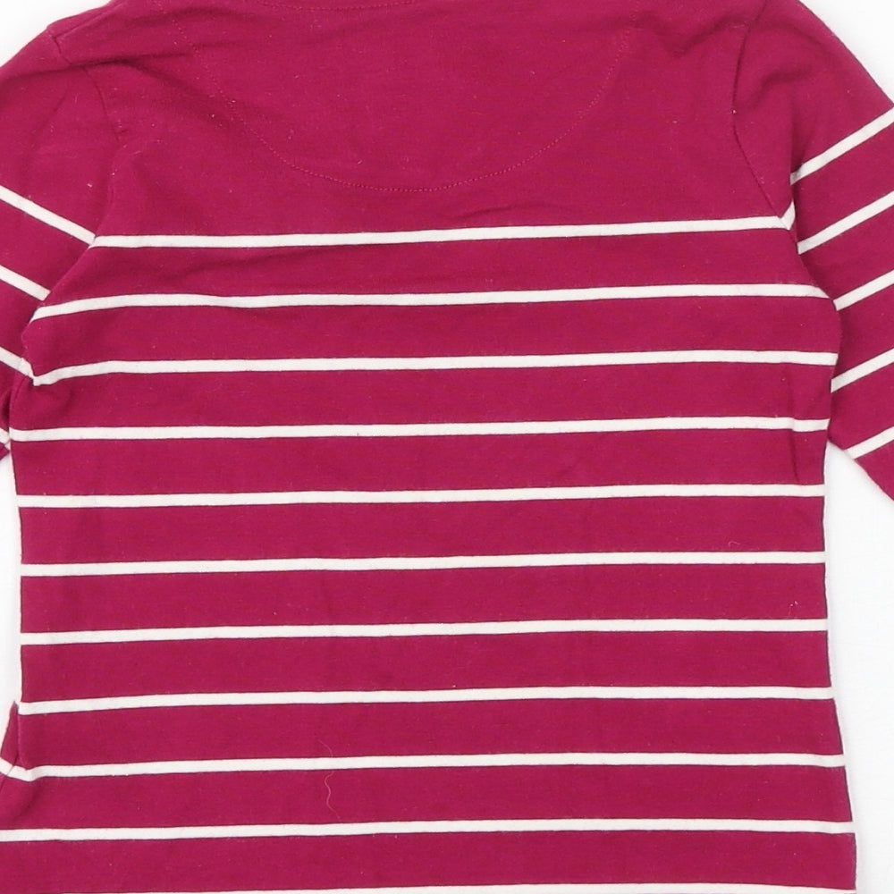 J Jeans Girls Pink Striped 100% Cotton Basic T-Shirt Size 6-7 Years Round Neck Pullover