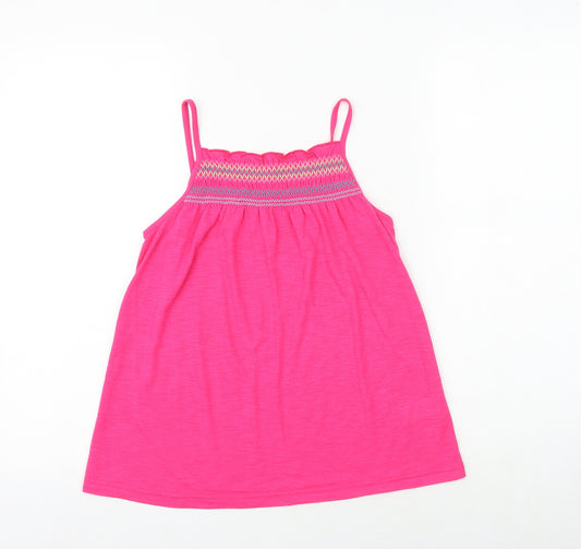NEXT Girls Pink Viscose Basic Tank Size 11 Years Square Neck Pullover