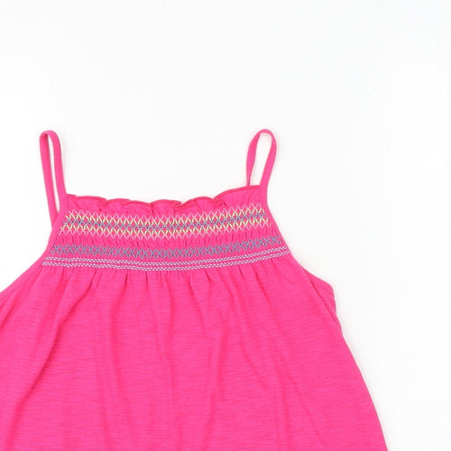 NEXT Girls Pink Viscose Basic Tank Size 11 Years Square Neck Pullover