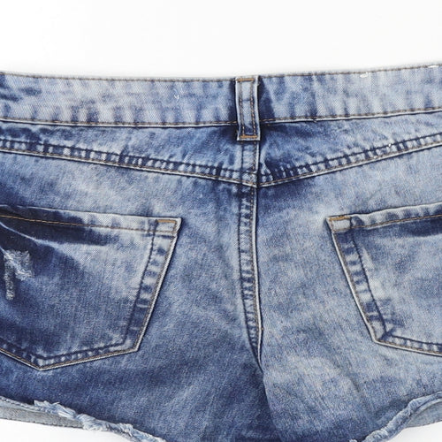 New Look Womens Blue 100% Cotton Hot Pants Shorts Size 8 Regular Zip