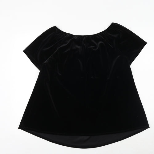 Evans Womens Black Polyester Basic T-Shirt Size 14 Round Neck