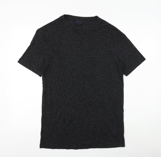 H&M Mens Grey Geometric Acrylic T-Shirt Size S Round Neck