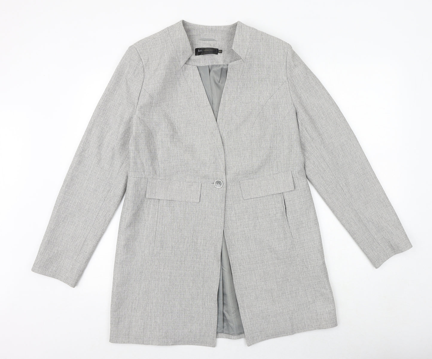 bonprix Womens Grey Pea Coat Coat Size 12 Button