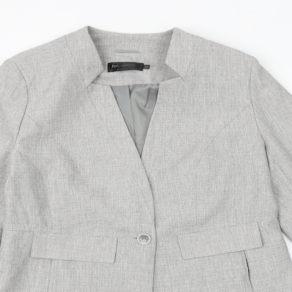 bonprix Womens Grey Pea Coat Coat Size 12 Button