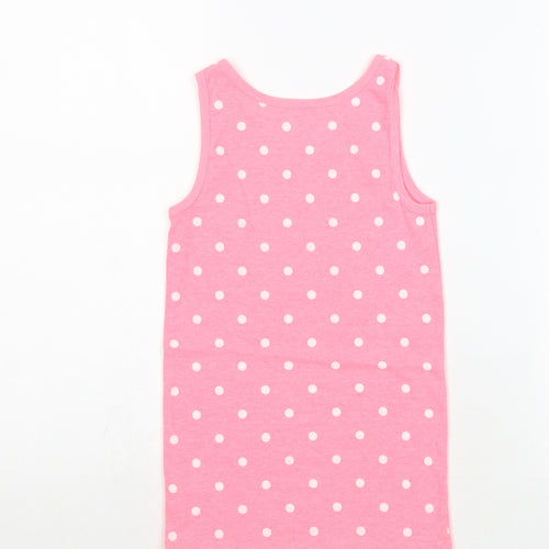 Gap Girls Pink Polka Dot Cotton Basic Tank Size 8-9 Years Round Neck Pullover