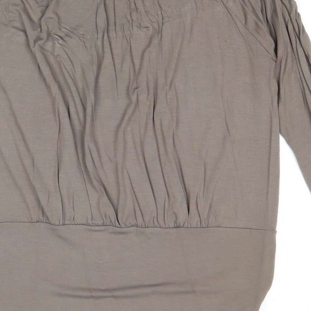 Part Two Womens Grey Viscose Basic Blouse Size L Scoop Neck