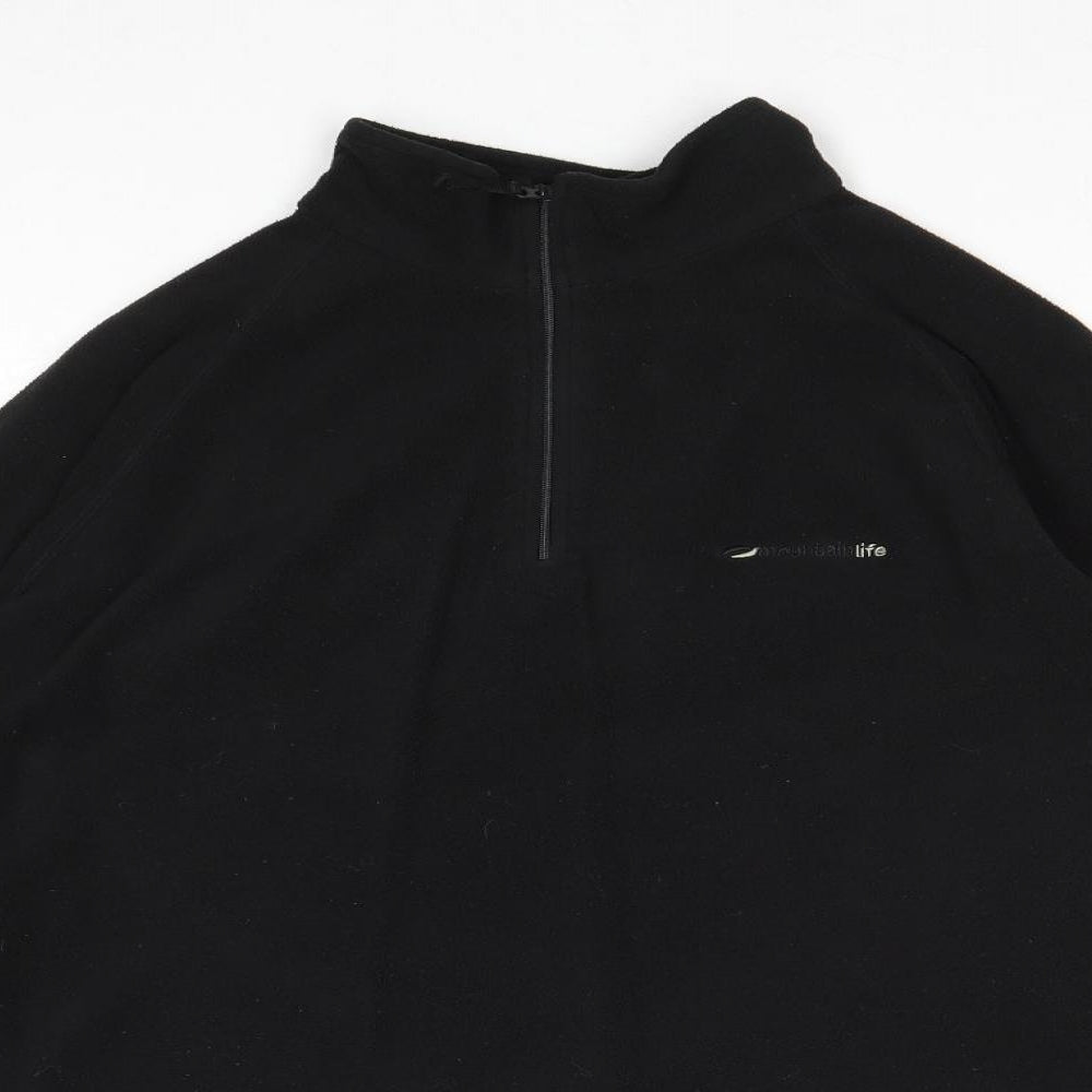 Mountain Life Womens Black Polyester Pullover Sweatshirt Size 14 Zip