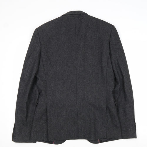 Cedar Wood State Mens Grey Herringbone Wool Jacket Blazer Size 36 Regular