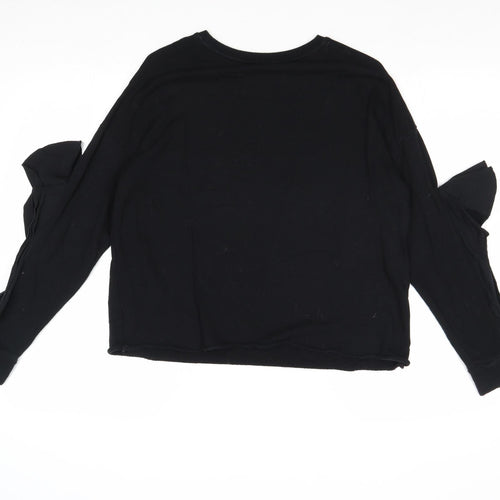 River Island Womens Black 100% Cotton Pullover Sweatshirt Size S Pullover - Cold Shoulder