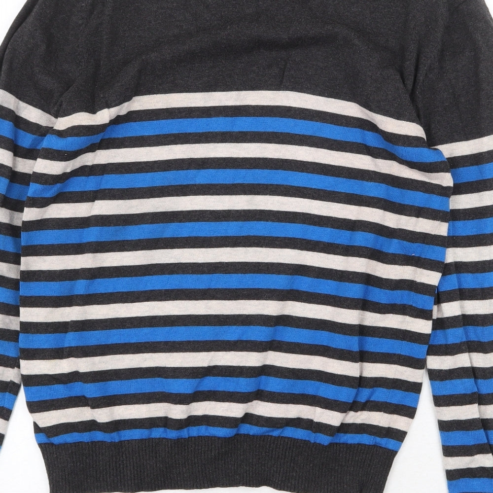 McKenzie Mens Multicoloured Round Neck Striped Cotton Pullover Jumper Size L Long Sleeve