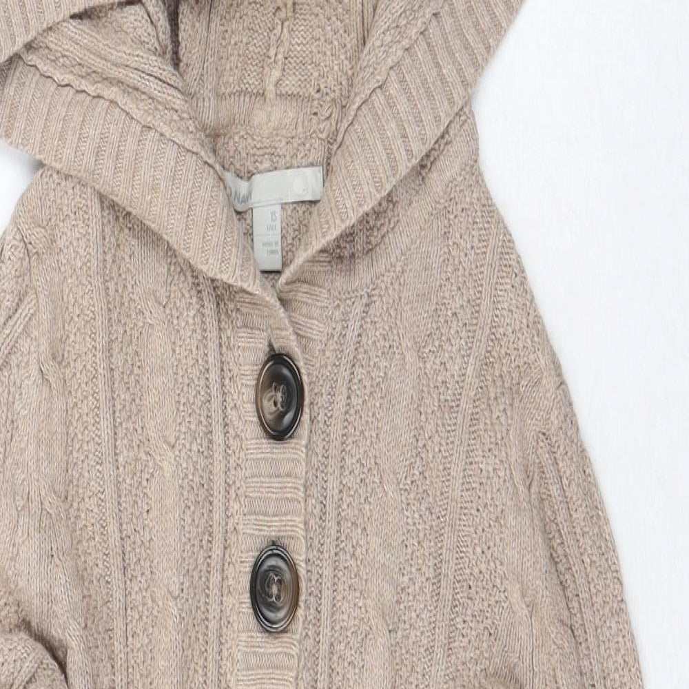 Old Navy Womens Beige Cotton Pullover Hoodie Size XS Button
