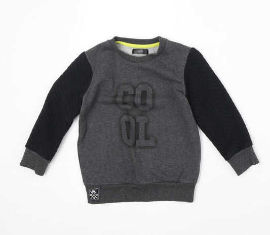 Mini V Boys Grey Cotton Pullover Sweatshirt Size 3-4 Years Pullover - Cool