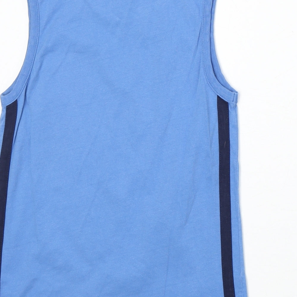 Blue Zoo Boys Blue 100% Cotton Basic Tank Size 7-8 Years Round Neck Pullover