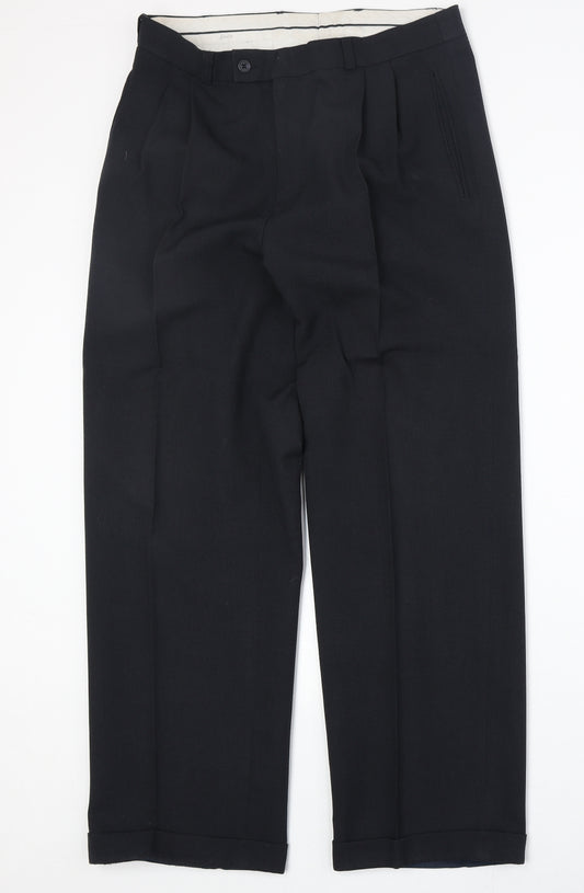 Antoni Visconti Mens Black Polyester Dress Pants Trousers Size 32 in Regular Zip