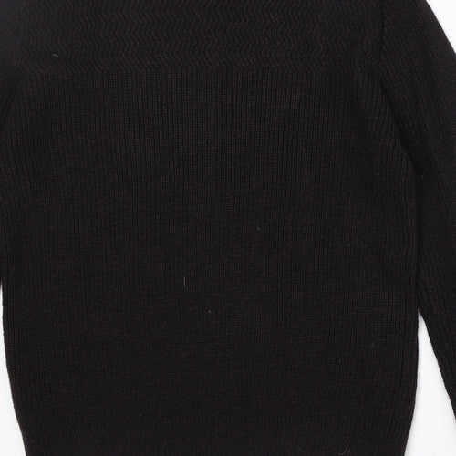 Marks and Spencer Mens Black Round Neck Acrylic Pullover Jumper Size M Long Sleeve