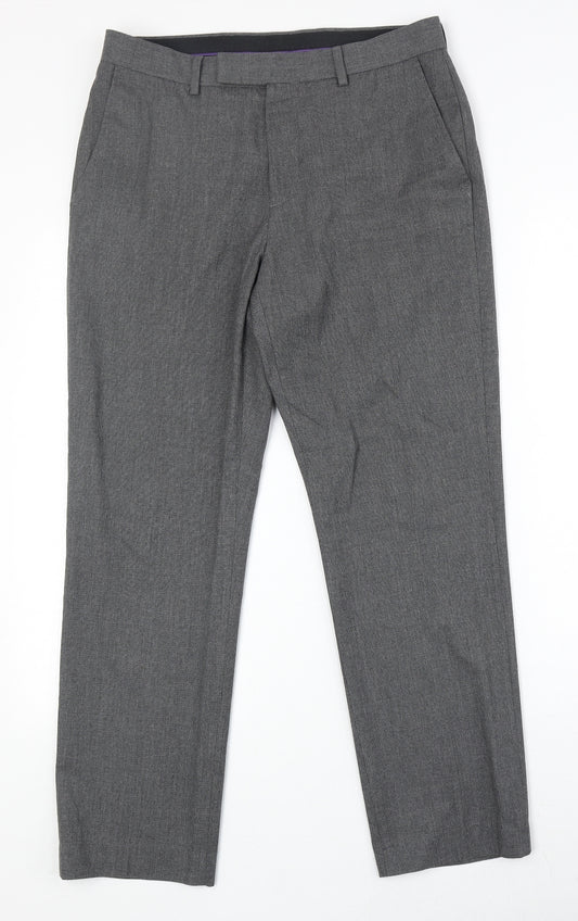 Burton Mens Grey Polyester Dress Pants Trousers Size 32 in Regular Zip